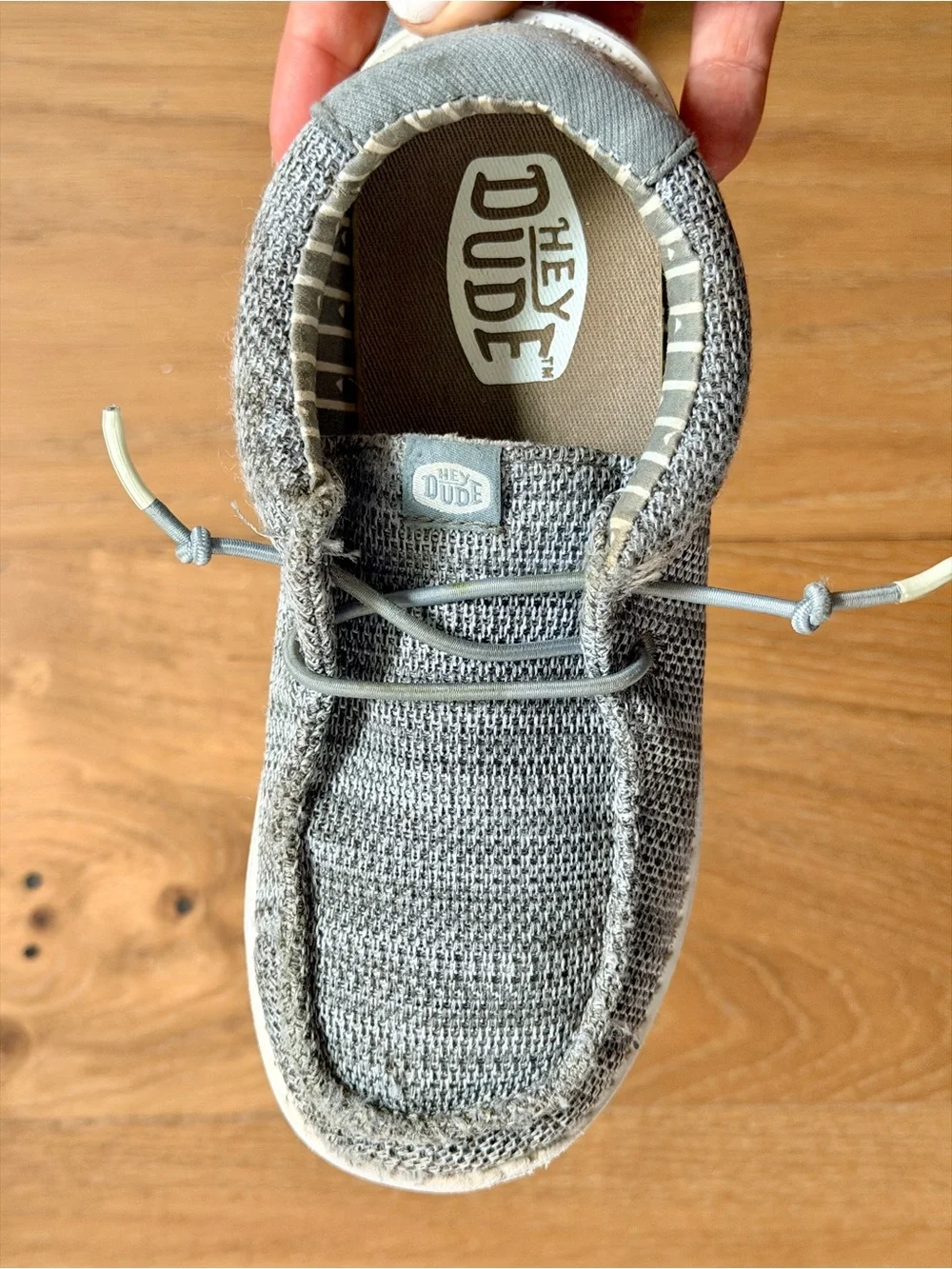 Hey Dude Youth Wally Y Stretch Sox Grey Knit Slip On Loafers Youth Sz 1 Shoes